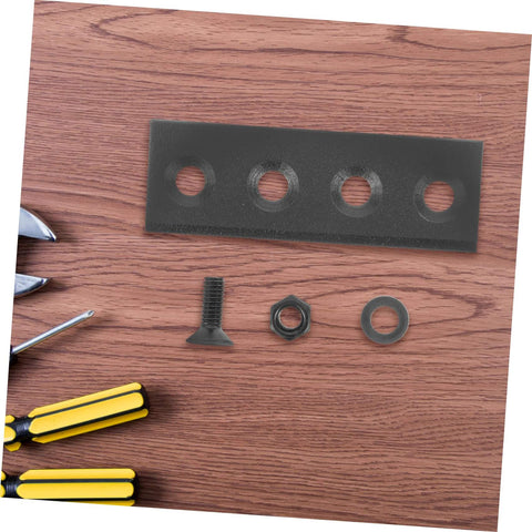 Heavy Duty Metal Sliding Barn Door Track Connector Flat Mending Plate Set with tools on wooden surface