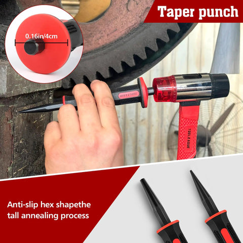 9 Piece Punch And Chisel Set With Cape And Cold Chisels, Center, Pin And Taper Punches, Hand Guard For Safe Grip, Chrome Vanadium