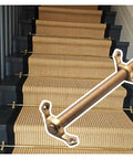 Sturdy Adjustable Stair Runner Rods In Sleek Vintage Brass Finish With Non-Slip Base For Elegant Carpet Runners Including Complete Kit With Brackets, Screws, End Caps For Easy Home Improvement Setup Tonight on carpeted stairs