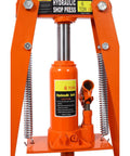6 Ton Hydraulic Shop Press A Frame Bench Top With Pump Detail Showing Steel Frame and Hydraulic Cylinder