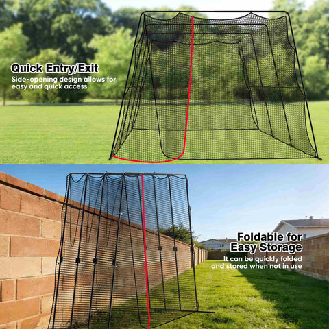 Backyard Baseball Batting Cage With Net And Frame 30Ft Or 40Ft Size Pro Grade Heavy Duty Steel Frame Integrated Gate Design