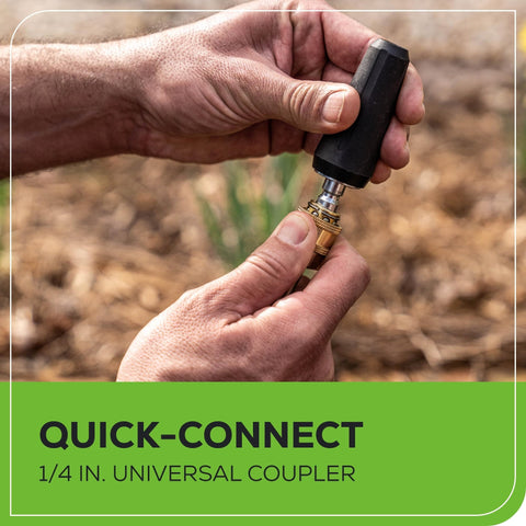 Hands connecting 1/4 in universal coupler for Metal Replacement Spray Gun For Pressure Washers Up To 4500 PSI Quick Connect One Quarter Inch Wand M22 Hose Fitting Ergonomic Grip For Easy Pro Grade High Pressure Cleaning You Can Count On