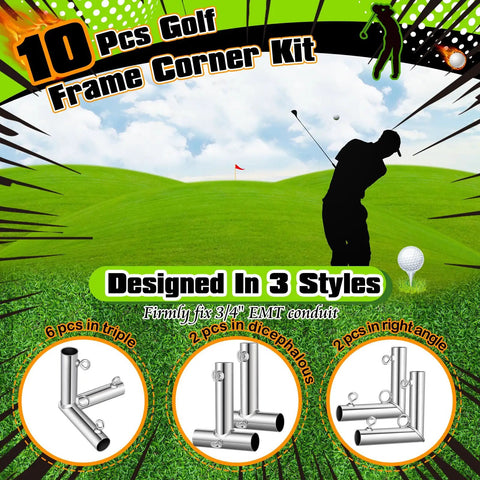 Image showing 10 Piece Three Quarter Inch Golf Frame Corner Kit With Threaded Eye Bolts For EMT Conduit DIY Canopy Frames