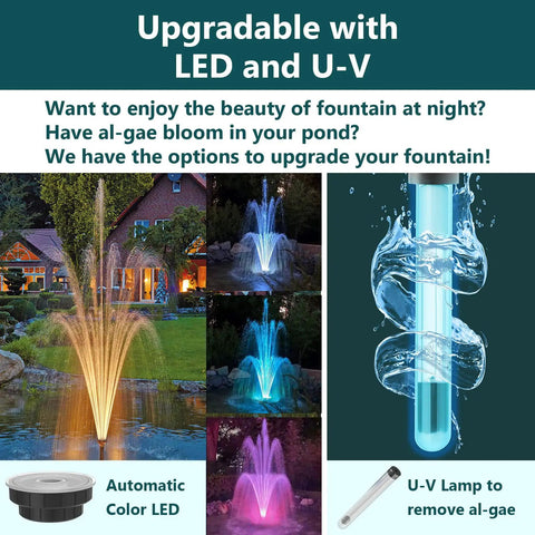 Plug And Play Pond Filter With Pump Fountain Kit 400 GPH Three Spray Patterns Bell Volcano Daisy Water Feature