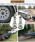 Trailer axle hub bearing kit, 2 sets for 1-3/8 to 1-1/16 in spindles; includes dust caps, seals, races, nuts, cotter pins