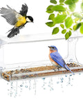 Clear Window Bird Feeder With Suction Cup Hanger, Three Section Tray And Roof Cover, Weatherproof Acrylic Plastic Bird Feeder