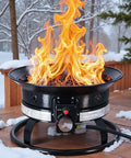 Smokeless Propane Fire Pit 53000 BTU Portable Outdoor Heater on snowy patio with adjustable flame.