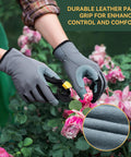 Womens Deerskin Leather Work Gloves With Breathable Back For Gardening And Yard Work, using pruners on roses