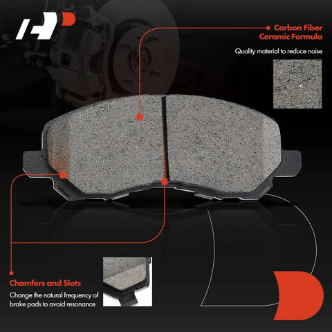 Rear Solid Disc Brake Rotors And Ceramic Pads Kit For Nissan Altima Juke Maxima Sentra 11.48 Inch showing close-up of ceramic pads