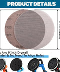 9 Inch Mesh Sanding Discs With Hook And Loop For Drywall Sander, Dustless Drywall Sanding Technology shown in product detail