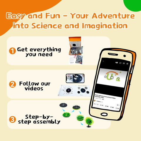 STEM Interactive Hands-On Lucky Wheel Craft Kit For Teens And Beginners, build kit parts and video tutorial on phone