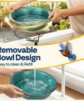 Weatherproof Deck Mounted Bird Bath And Feeder With Easy Clamp On For Railings Fences Or Balconies 1.45 Gallons Durable ABS