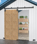 Heavy Duty Exterior Barn Door Hardware Kit For Outdoor Use, Box Rail Sliding Track System, Weatherproof Black Finish, Garage