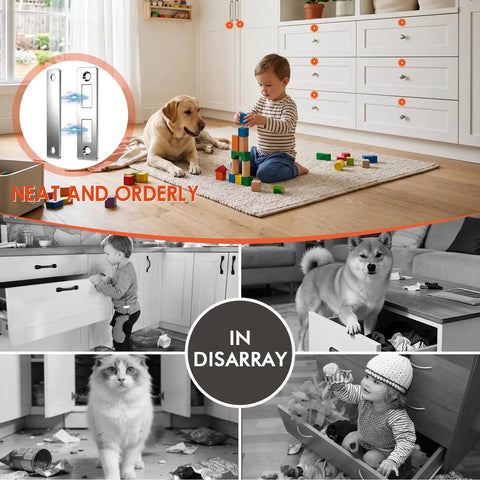 Image of a Three Pack Magnetic Door Catch Set With Dual Magnets Heavy Duty 30 Lb Cabinet Catches in silver finish, showing neat and orderly cabinets.