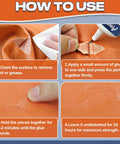 Steps for using Leather Glue That Delivers A Strong Flexible Bond For Shoes Jackets Handbags Sofas Car Seats And More 60ml