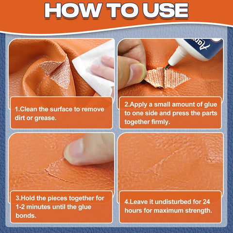 Steps for using Leather Glue That Delivers A Strong Flexible Bond For Shoes Jackets Handbags Sofas Car Seats And More 60ml
