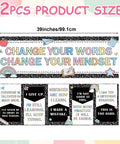 2 Pack Composition Notebook Banner Posters For Classroom Growth Mindset Decor with motivational quotes, 39x13.4 inches