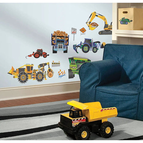 Speed Limit Construction Vehicles Wall Decals Peel and Stick Multi Pack Kid Friendly Rooms Removable and Repositionable No Residue Easy to Apply 10 by 18 Inch Panels 20.5 Inch Wide Roll Covers 28.18 Square Feet