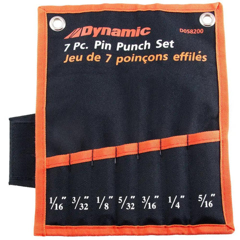 Pro Grade Pin Punch Set 7 Piece 1/16 To 5/16 In Heavy Duty Steel Heat Treated Corrosion Resistant Black Phosphate Finish ANSI Approved