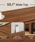 Top view of Totally Clutch Modern Dresser For Bedroom Featuring Spacious Walnut Drawers And Sleek Contemporary Design with 55.1" wide waterproof surface.