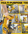 Heavy Duty Pro Grade Cordless 2 Inch Brad Nailer, Hella Sturdy 2 In 1 Electric Nail And Staple Gun used in carpentry projects.