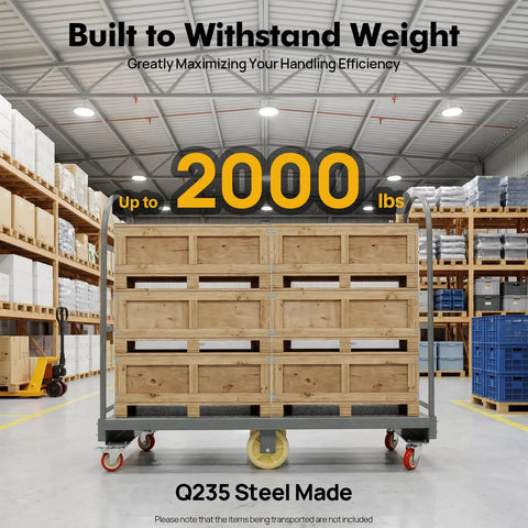 Beefy Heavy Duty 2000 Lb U Boat Cart Platform Truck Dolly For Warehouse Moving And Material Handling, Steel Frame With A 2mm Thick Platform, Durable Utility Cart For Boxes Equipment And Supplies. 2000 lb Q235 steel warehouse cart with pallet load