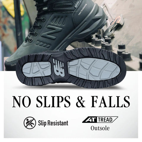 Built For The Grind Mens Composite Toe Work Boots Featuring Met Guard And Puncture Resistance, Non Slip Leather Safety Shoe For Rough Jobsites, Electrical Hazard Safe, Black Wide Fit