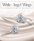 8 mm Disco Ball Stud Earrings In 925 Sterling Silver With White Crystals For Women, small round stud pair on satin