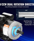 Beefy 2HP Single Phase Electric Motor For Air Compressors And General Machinery, 1725 RPM, Dual Voltage 115 Volt And 230 Volt