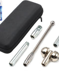 Workhorse Half Inch 1000 Foot Fiberglass Duct Rodder Kit component pieces including eye tip, flexible guide, threaded tip, and repair parts