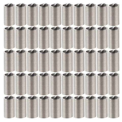 50 Pieces M10x1.25 Helical Stainless Steel Threaded Inserts With Locking Wire Anti Loosening Sleeves Spiral Circle Repair Inserts Threaded Reducer Nuts And Socket Set For Metal And Wood Applications.