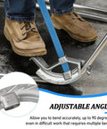 Heavy Duty 1/2 Inch Emt Conduit Bender Head With 3/4 Inch Pipe Handle in use for bending angles accurately.