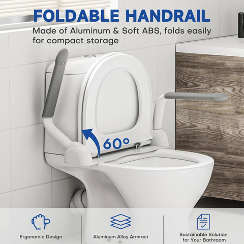 Rock Solid Bathroom Safety Grab Bar With Heavy Duty Foldable Toilet Assist Rail That Handles 480 Pounds For Seniors Pregnancy And Post Surgery Recovery With Zero Wobble And Big Sturdy Feel with ergonomic handrails and compact design.