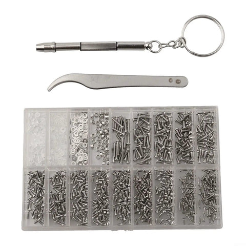 Grab And Go All In One Eyeglasses Repair Kit With 13 Screw Sizes, Keychain Screwdriver And Tweezers For Quick Fixes On Glasses