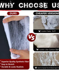 Comparison of Premium Super Stretchy Halloween Spider Webs covering 1400 square feet with inferior options showing fiber texture.
