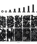 380 Piece M4 Socket Cap Screws Set With Countersunk Heads in case, showing various sizes and included washers and nuts.