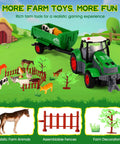 Epic Remote Control Tractor Toy Set With Trailer And Light Up Farm Vehicle Includes 10 Realistic Farm Animals Fences Trees