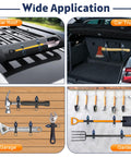 Heavy Duty Roof Rack Shovel Mount Bracket Kit with clamps holding tools in car roof, trunk, garage, garden for overlanding use