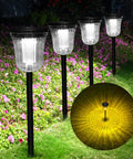 Solar Pathway Lights 4 Pack Outdoor IP65 Waterproof Garden Lights With Two Lighting Modes illuminating a garden path