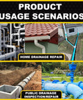 Product usage scenarios for 2 inch to 20 inch inflatable pipe plug for sewer testing with accessories in drainage repair settings.