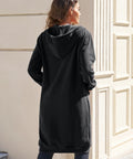 Back view of Women Zip Up Hoodie With Pockets Cozy Fleece Sweatshirt Jacket Thick Oversized Long Sleeve Hoodie in black.