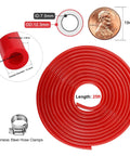 25 Foot Beer CO2 Gas Line Kit For Homebrew And Kegerator, Five Sixteenth Inch Red CO2 Tubing With 304 Stainless Steel Clamps