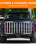 Heavy Duty Folding Aluminum Cargo Carrier Basket, 50x22 Inches, 500-Pound Capacity, high side rails, attached to an SUV