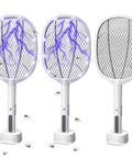 3 Pack Electric Fly Swatter Rackets For Home And Outdoor Use. High voltage bug zappers with safety switch and USB charging.