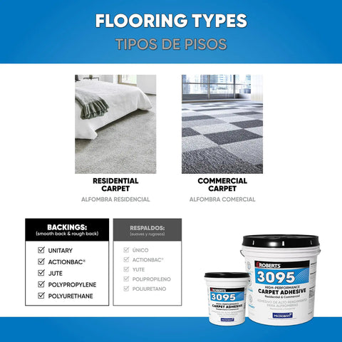 1 Gallon Carpet Adhesive With Solvent Free Acrylic Latex For High Initial Strength Showing Flooring Types and Adhesive Container