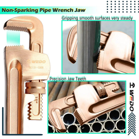 Non-sparking pipe wrench jaw from 36 Piece Non Sparking Tool Set For Pro Grade Jobs with precision and secure grip.