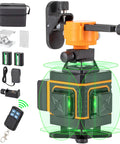 16 Line Green Laser Level Self Leveling Tool With 360 Degree Horizontal And Vertical Lines 150ft Range Rechargeable 3000mAh Battery Two Vertical And Two Horizontal Planes For Quick Accurate Square Alignment with accessories and case