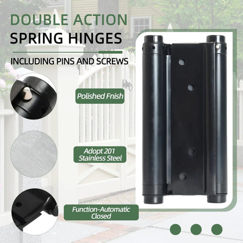 Six Inch Double Action Spring Hinges Self Closing For Cafe Saloon Pub Swinging Doors 201 Stainless Steel Includes Pins And Screws Four Pack Built Tough With Smooth Operation And Easy Install