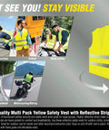 12 Pack High Visibility Safety Vests Yellow Fluorescent With 360 Degree Reflective Strips for various outdoor activities.