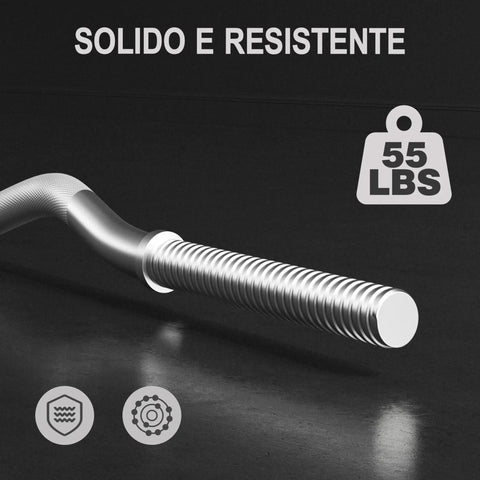 Close-up of Olympic Curl Bar Weight Set With Six Plates And Bar Clamps For Lifts 55Lb Home Gym, textured end, 55 lbs label